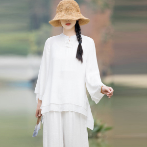 佛系女装居士服女年轻款中国风唐装两件套文艺禅意茶服棉麻禅修服