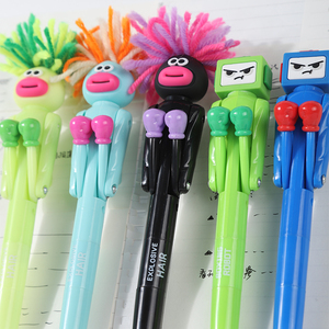 炸毛人拳击笔创意减压笔卡通圆珠笔学生高颜值中性笔可爱玩具礼物