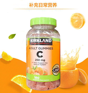 现货速发美国Kirkland 可兰 VC天然维生素C 水果味软糖 180粒好味