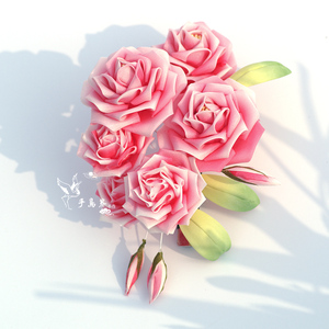 日本和风发簪和服发饰浴衣配饰汉服/婚纱夏蔷薇玫瑰花嫁