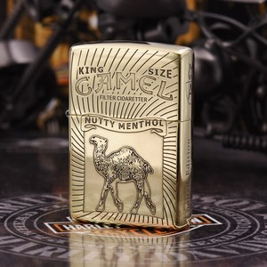 美国原装正品zippo防风打火机204b/168盔甲纯铜diy版经典旋涡骆驼