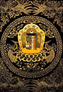 新款印花dmc十字绣纯棉线 客厅大画 佛教 十相自在黑金唐卡