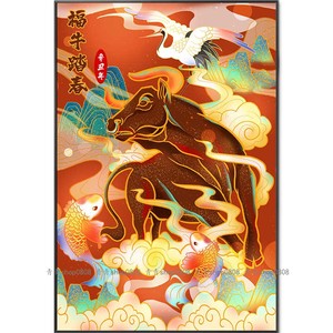 动物牛十字绣