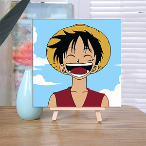 数字油画diy卡通动漫海贼王q版路飞填色填充装饰画儿童手绘礼物