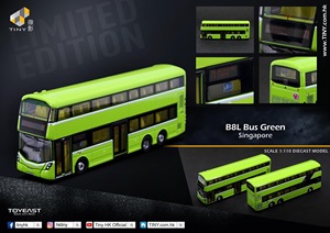 tiny 微影 展会限定 新加坡 b8l 绿色双层巴士 1/110车模