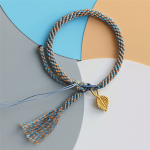 手搓棉线手绳男女手环时尚简约编织情侣天然水晶手链手工原创设计