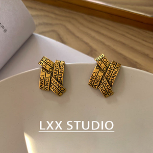 LXX STUDIO | 小香风编织 | 欧美气质几何金属耳饰个性黄铜色耳环