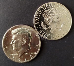 美国钱币 2020年d版50美分硬币肯尼迪总统半美元铜镍币 us