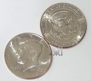 美国钱币 2019年p版50美分硬币 肯尼迪总统头像铜镍币 直径31毫米