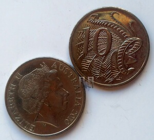 澳大利亚钱币 伊丽莎白二世10分硬币 老太婆女王一角铜镍币 aus