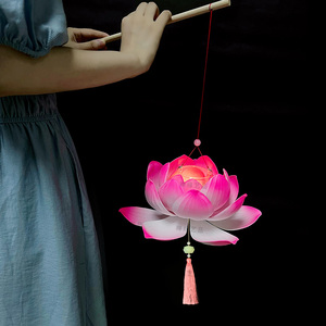 手提莲花灯笼荷花灯莲花提灯汉服旗袍古装古风中国风摄影舞蹈道具