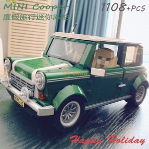 兼容乐高复古迷你车mini cooper拼装积木模型创意玩具包邮21002