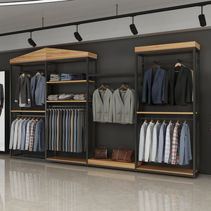 铁艺服装店展示柜货柜上墙落地陈列柜创意裤架男装货架服装展示架