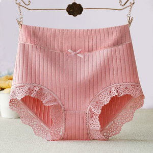 高腰内裤女纯棉档收腹提臀无痕蕾丝性感大码包臀女士三角裤头大人