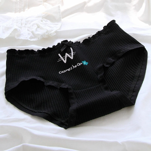 内裤女纯棉黑色系韩版学生日系蕾丝可爱少女生小内内大码三角裤头