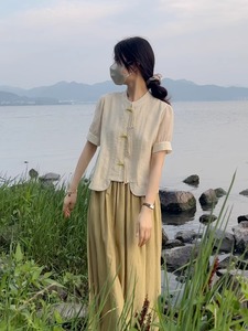 DVF RECTO新中式国风流苏盘扣衬衫女夏季宽松半身裙温柔两件套装