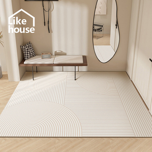 现代简约入户大门皮革地垫线条地毯玄关家用脚垫几何图案长方形垫