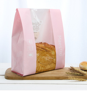 粉色小清新450g/6片/10片装牛皮纸开窗淋膜烘焙土司面包包装袋5个