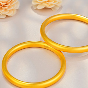 黄金足金9999古法传承手镯素金实心固口情侣款纯金手环女刻字定制