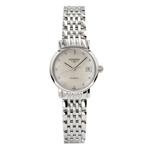 浪琴longines 博雅贝母镶钻钢带机械女表 l4.309.4.87.