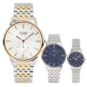 古尊golgen 超薄精钢石英情侣表 时尚镶钻防水男女表 9122