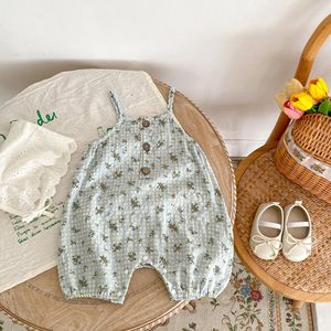 夏季薄款婴幼儿童背带裤3-6-9个月女童宝宝吊带裤1-2周岁工装裤子