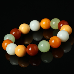 收藏级-大规格多宝缅甸黄玉手链女男款 简约圆珠缅黄玉手串 仅3件