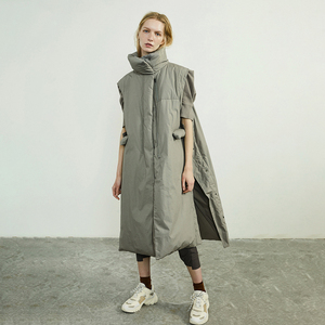 jnby/江南布衣无袖羽绒服2018冬新品宽松高领长款马甲女