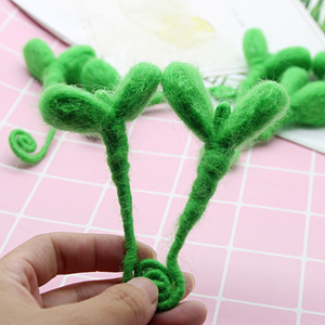 小草羊毛毡戳戳乐手工diy发饰头饰豆芽花艺配件衣服帽子装饰材料