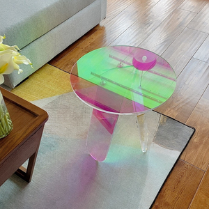 网红炫彩茶几北欧亚克力透明边几客厅沙发角几彩虹神仙桌子好好住