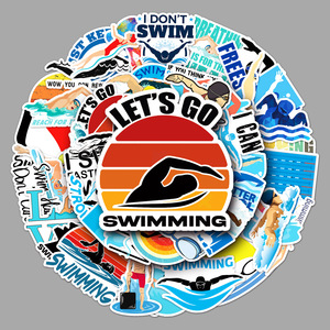 50张游泳涂鸦贴纸卡通体育运动贴纸diy滑板行李箱涂鸦贴纸防水