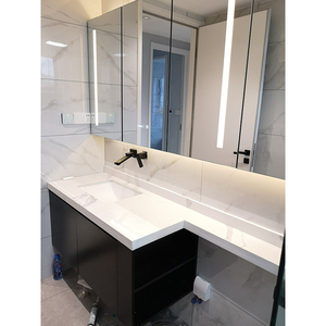 定制浴室柜组合大理石延长台面切角洗漱台智能岩板洗手盆洗脸盆柜