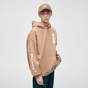 山小川潮牌美式重磅连帽卫衣男秋冬款基础箭头印花帽衫男生长袖