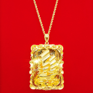 鑫源珠宝黄金吊坠男士足金999纯金新款一帆风顺方牌时尚首饰正品