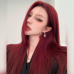 假发女长发御姐气质中分酒红色长直发自然柔顺仿真时尚造型全头套