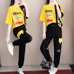 减龄运动风套装女ins宽松夏短袖曳步舞鬼步舞洋气显瘦跳舞两件套