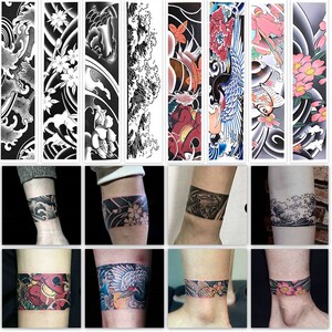 纹身贴男潮纹手臂手腕一圈网红同款抖音全臂欧美ins风暗黑原宿
