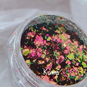 KUMA独家【灵薇】进口日式美甲欧泊粉红云锦粉薄片 美甲闪粉闪片