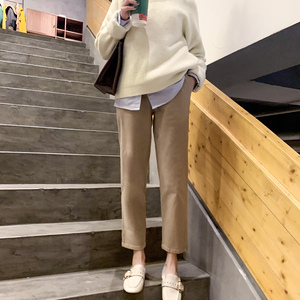 浅色休闲裤女春秋米色