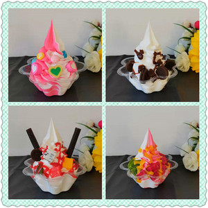 仿真花式冰淇淋模型梅花碗食品模型假酸奶圣代杯冰激凌样品道具