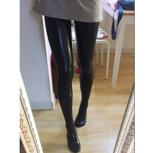 性感仿乳胶皮长袜黑色cd变装性感长筒袜过膝夜店高筒漆皮女靴袜