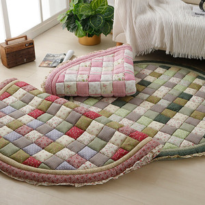 外贸韩式全棉手工拼布加厚地垫纯棉馒头坐垫椅垫爬行垫圆形榻榻米