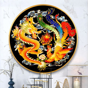 自己贴龙凤呈祥钻石画满钻十字绣圆形龙和凤贴钻凤凰2023新款点钻