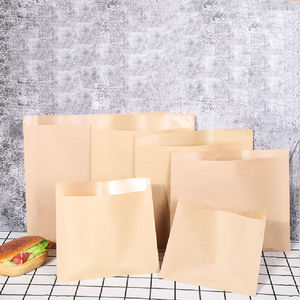 海斯迪克防油纸袋牛皮纸食物包装袋防油淋膜牛皮纸袋打包袋25*28(