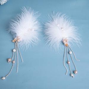 2020款超仙气羽毛发夹头饰网红边夹子发卡森系仙女汉服生日配饰