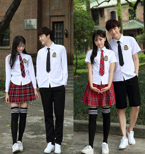 新款英伦学院制服男女学生班服衬衫百褶裙长裤套装演出校服团购