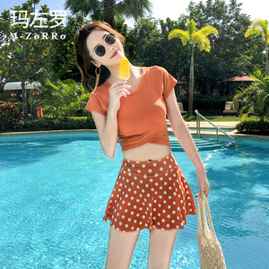 泳衣女夏天保守时尚遮肚子网红分体两件套裙式学生胖mm韩国泡温泉