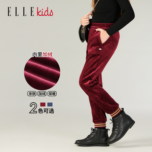 ELLE Kids童装女童保暖长裤儿童加绒裤子女孩冬装灯芯绒