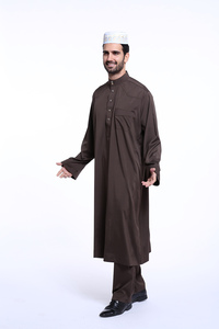 robe新款民族服装mu斯林迪拜男士长袍夏季男装礼拜服套装纯色宽松