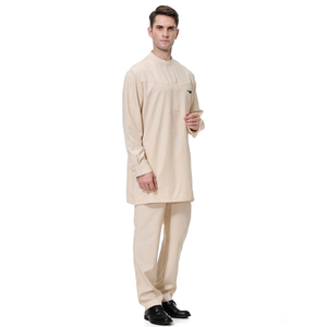 robe新款男装mu斯林民族服装纯色两件套礼拜服迪拜阿拉伯旅游长袍